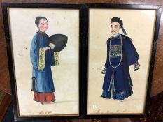 A pair of Chinese framed and glazed pictures of Or