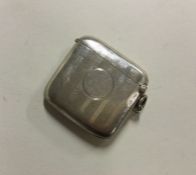 A large engine turned hinged top silver vesta case