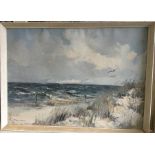 BERGMAN: A framed oil on canvas depicting a windy