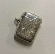 A large engraved silver vesta case. Birmingham. By