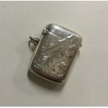 A large engraved silver vesta case. Birmingham. By