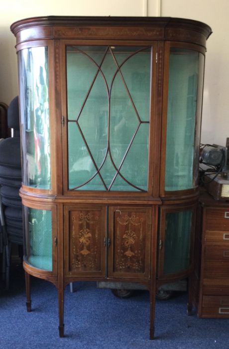 A Victorian mahogany cabinet with inlaid decoratio