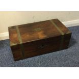 A brass and rosewood veneered travelling writing s