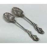 A good pair of cast silver spoons with crested ter