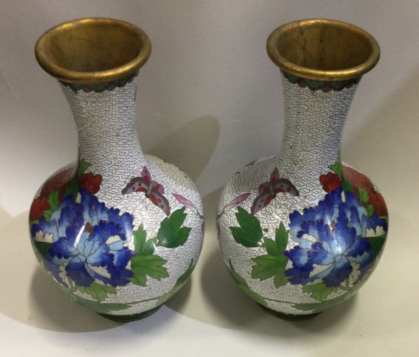 A pair of Chinese cloisonné vases decorated in bri - Image 2 of 2