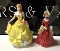 Two Royal Doulton figures of ladies. Est. £20 - £3