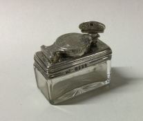 An unusual silver mounted travelling inkwell decor