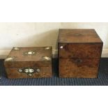 A burr walnut decanter box together with a brass m