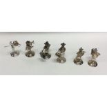 A set of six Chinese figures on circular bases. Ap