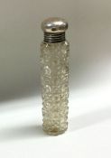 An Edwardian slim silver mounted hobnail cut scent