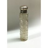 An Edwardian slim silver mounted hobnail cut scent