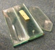 A collection of eleven glass door push plates. Est