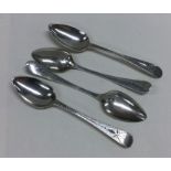 A good set of four George III silver teaspoons. Lo