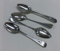 A good set of four George III silver teaspoons. Lo