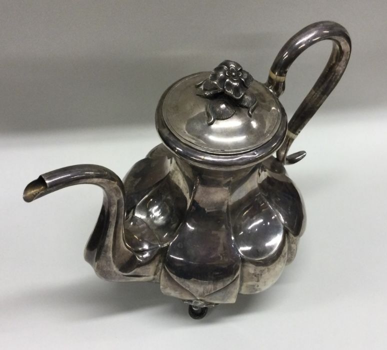 A rare Russian silver coffee pot of panelled desig - Image 3 of 6