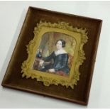 An attractive brass framed and glazed painting dep