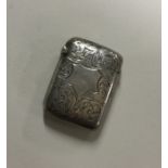 An engraved silver vesta case. Birmingham. By JR.