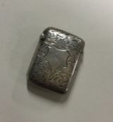 An engraved silver vesta case. Birmingham. By JR.