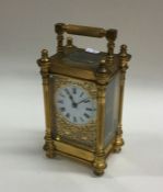 A rectangular brass mounted carriage clock of turn