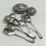 A quantity of silver cutlery and lids etc. Various