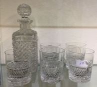 A good glass whisky decanter together with a set o