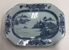 A Chinese Nanking blue and white rectangular plate