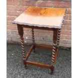 Two oak barley twist tables. Est. £15 - £20.