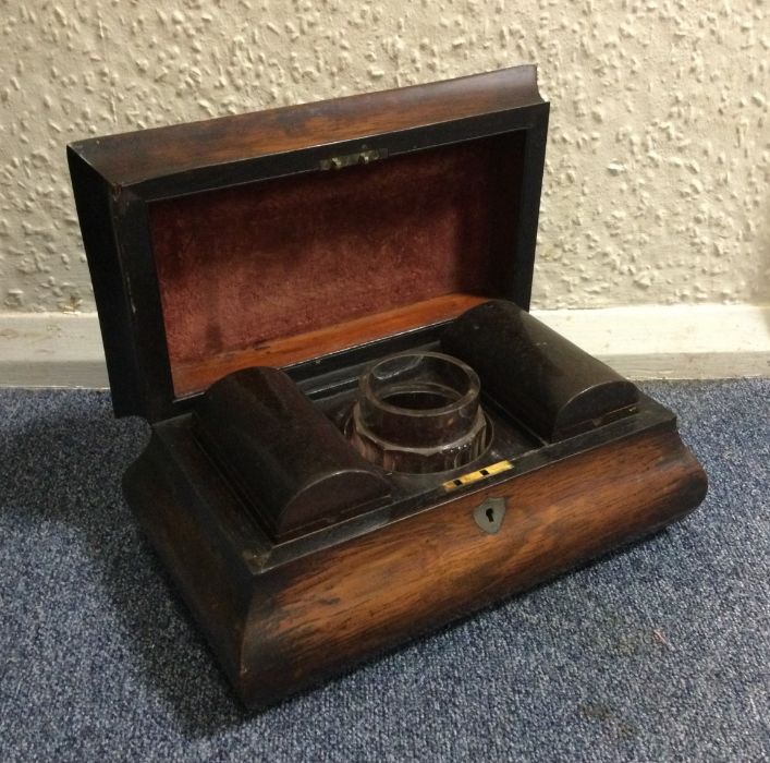 A shaped rosewood mounted tea caddy with hinged li - Image 2 of 2