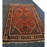 A large old tapestry rug. Est. £30 - £50.