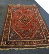 A large old tapestry rug. Est. £30 - £50.