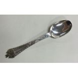 A 18th Century lace back engraved silver trefid sp