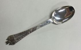 A 18th Century lace back engraved silver trefid sp