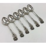 A set of six Continental silver spoons decorated w