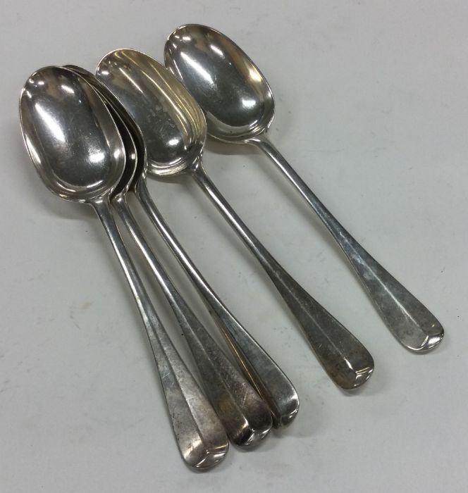 A heavy set of five OE pattern silver tablespoons. - Image 2 of 2