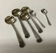 A set of four Georgian silver salt spoons etc. App