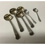 A set of four Georgian silver salt spoons etc. App