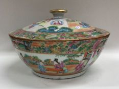 A large decorative Chinese Canton bowl and cover o