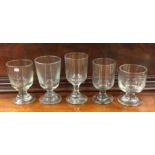 A group of five Georgian glass drinking vessels. E