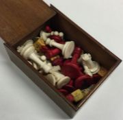 A carved bone chess set. (Incomplete) Est. £30 - £50.