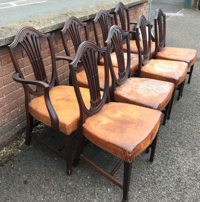 A good set of eight Antique Hepplewhite chairs wit - Image 3 of 9
