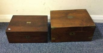 A mahogany brass mounted jewellery box together wi
