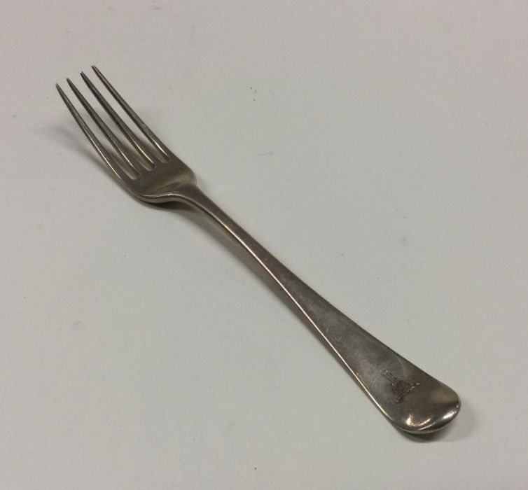 A Georgian silver Hanoverian pattern dessert fork