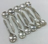 A large set of ten silver Apostle top spoons of ta