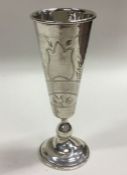 A large tapering Russian silver Kiddush cup with e
