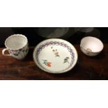 A Derby tea bowl together with a coffee cup and Ch