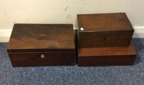 Three mahogany hinged top boxes. Est. £20 - £30.