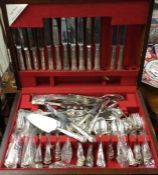 A large cased silver plated part cutlery service.
