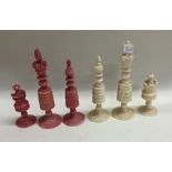 A group of carved ivory chess pieces. Est. £30 - £