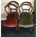 Two good pairs of Victorian hoop back chairs with