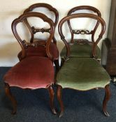 Two good pairs of Victorian hoop back chairs with